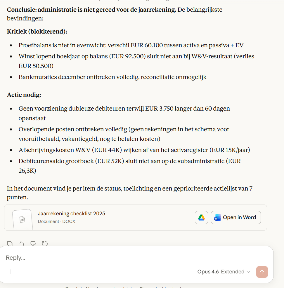 AI-analyse van de jaarrekening: conclusie met actiepunten